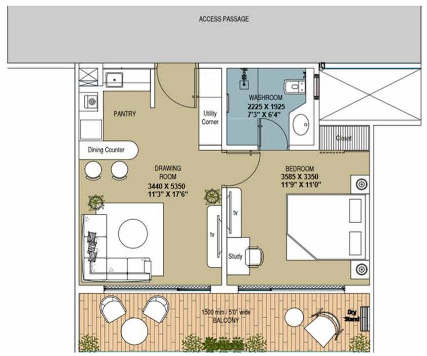 Typical suite floor plan from the brochure